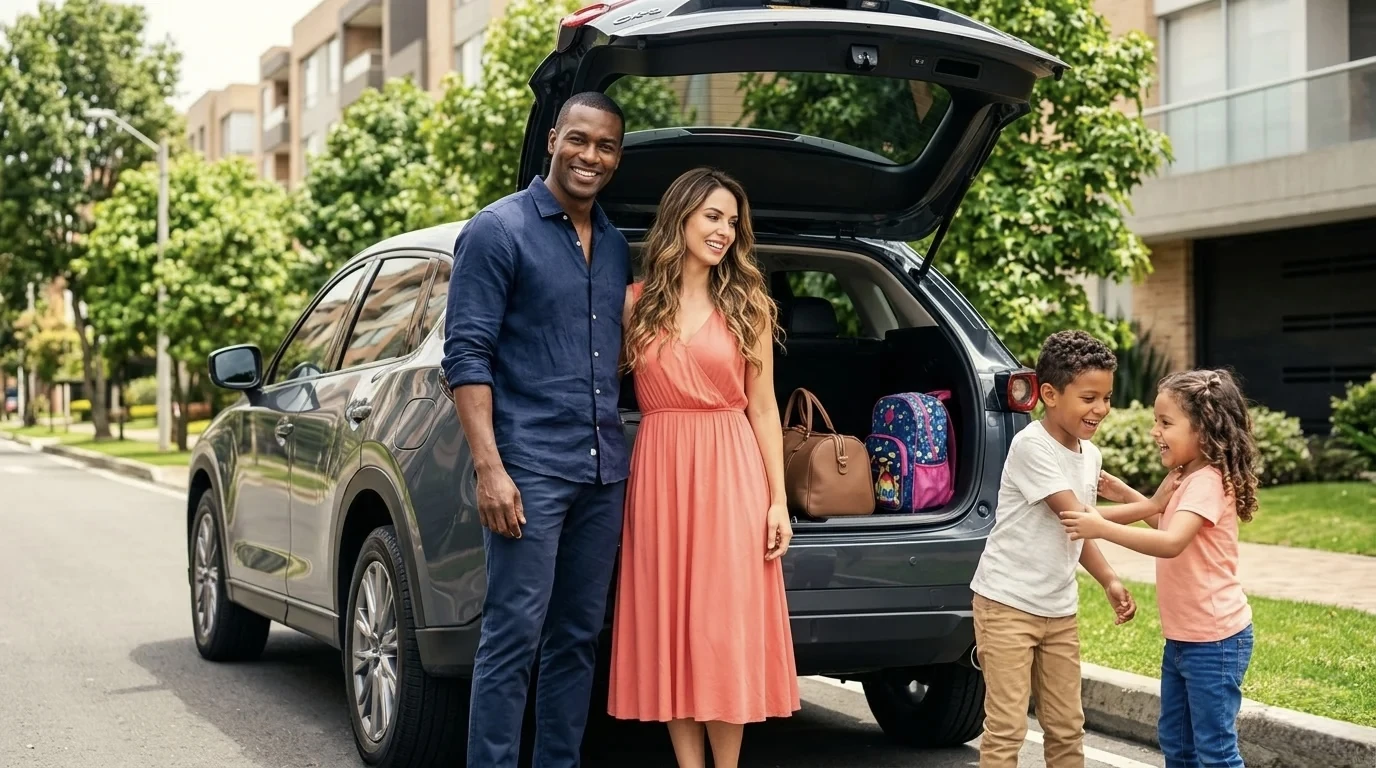 Familia junto al carro
