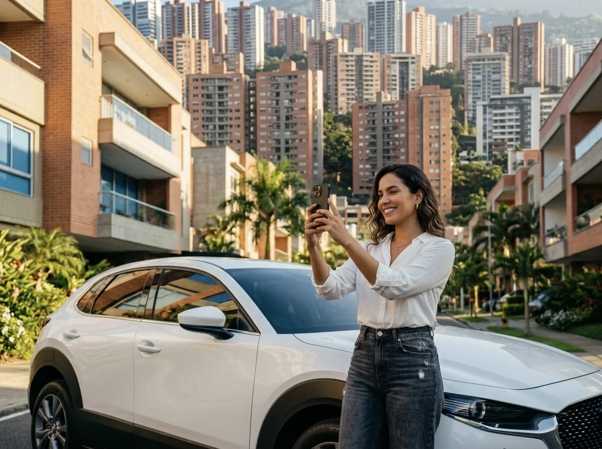 Pareja selfie con carro